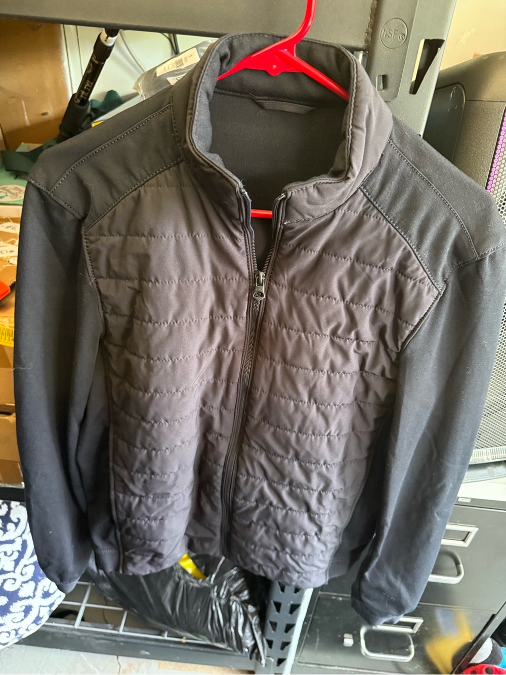 Zara Men's Black Quilted Hybrid Jacket